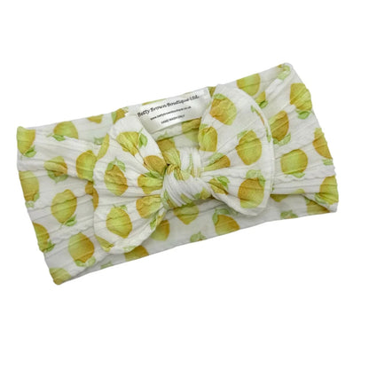 Lemon Print Smaller Bow Headband For Newborns to Age 3 - Image 3