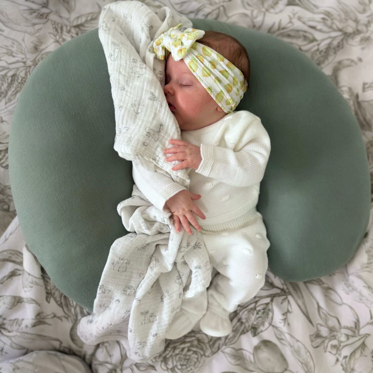 Lemon Print Smaller Bow Headband For Newborns to Age 3 - Image 4