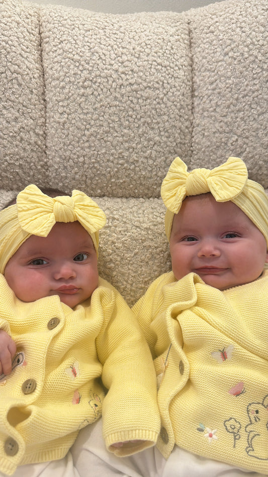 Lemon Smaller Bow Headband For Newborns to 3 Years Old - Image 1