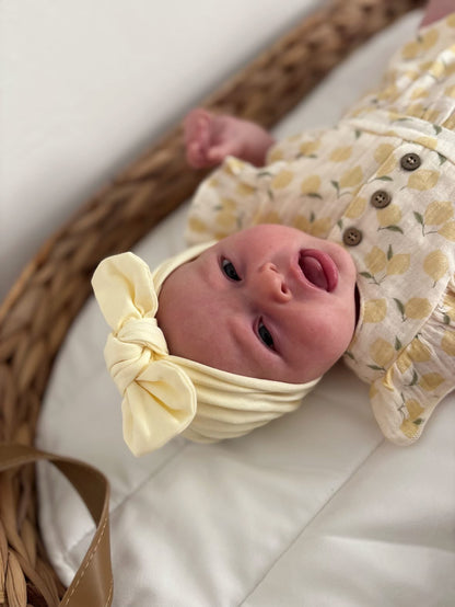 Lemon Bow Turban Hat For Babies From Newborn to 6 Months - Image 8