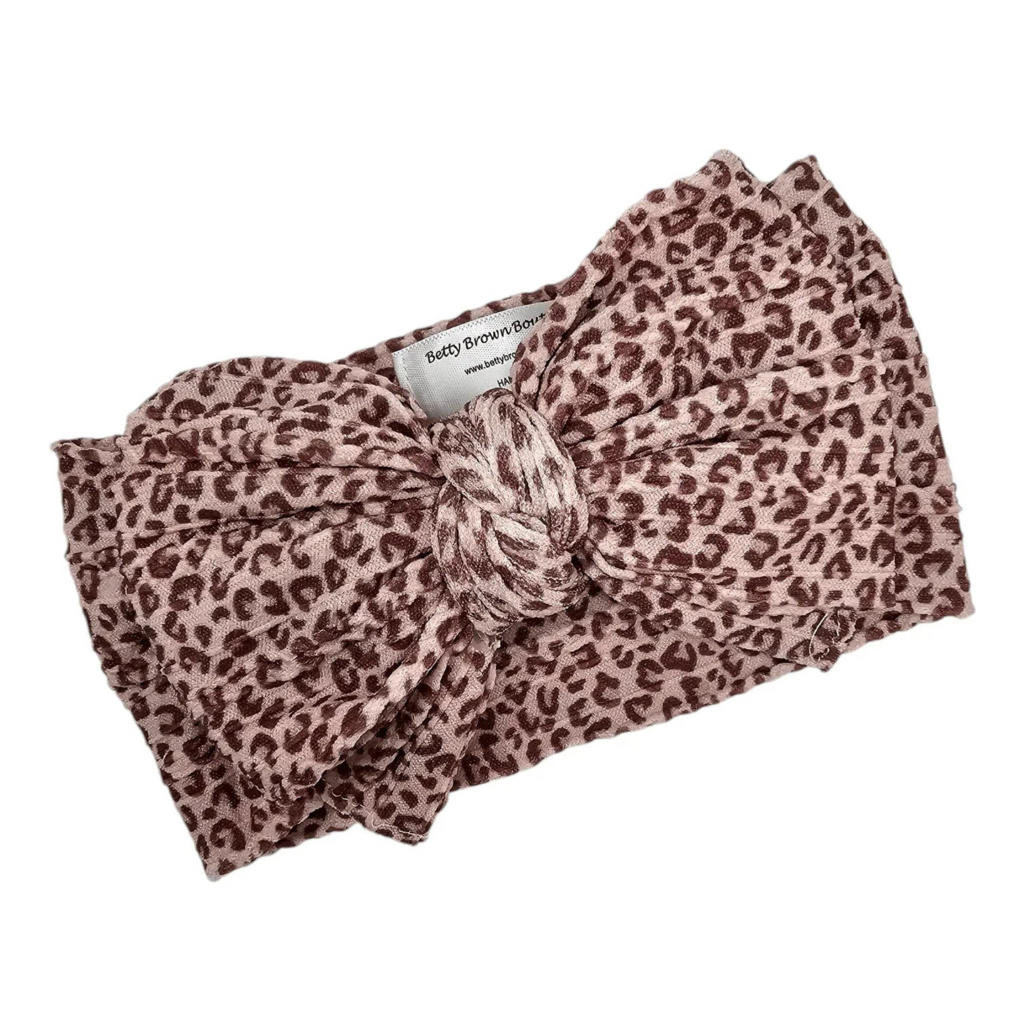 Leopard Print Larger Bow Headband For Newborns to Age 3 - Image 2