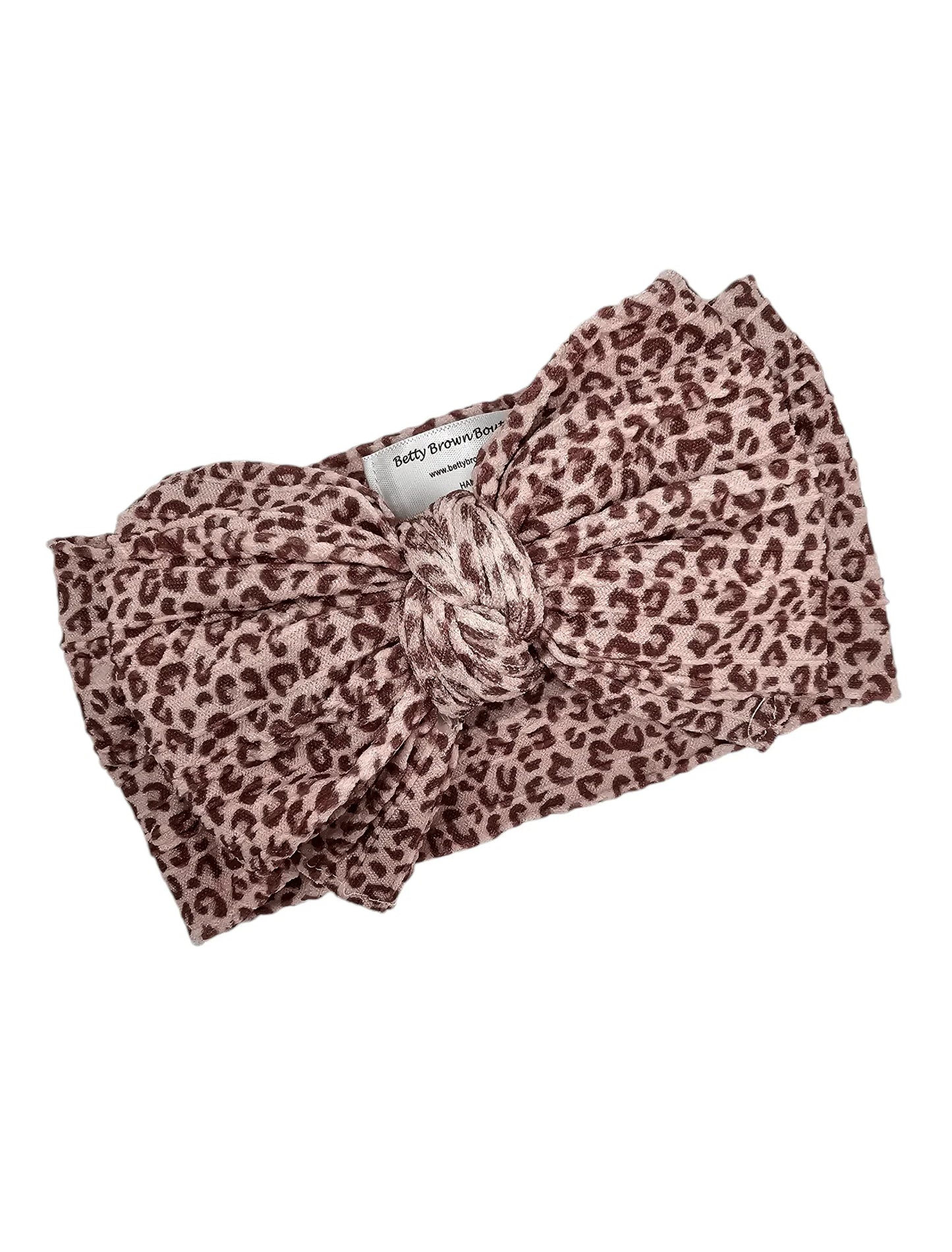Leopard Print Larger Bow Headband For Newborns to Age 3 - Image 2