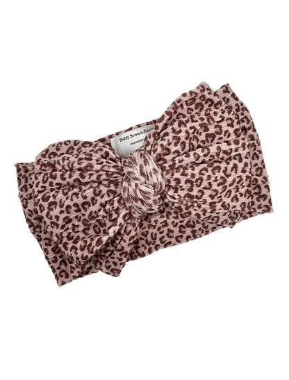 Leopard Print Larger Bow Headband For Newborns to Age 3 - Image 2