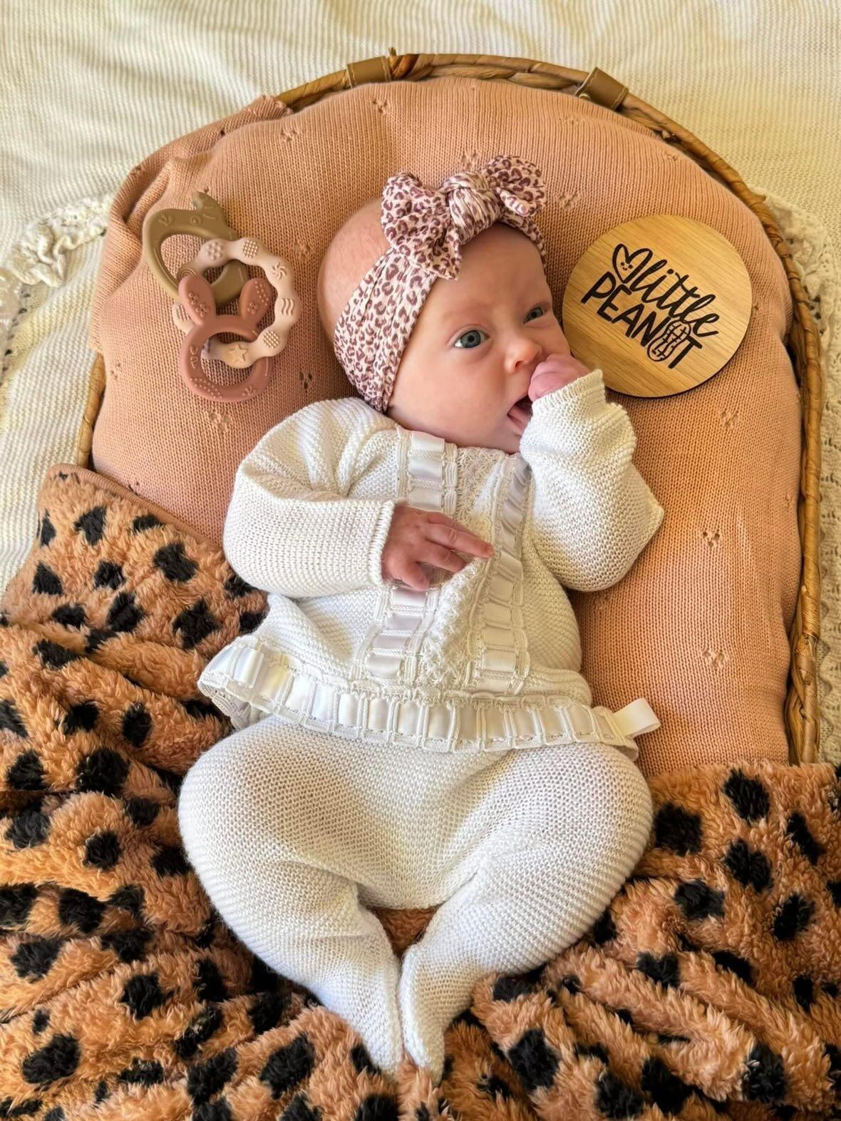 Leopard Print Smaller Bow Headband For Newborns to Age 3 - Image 3