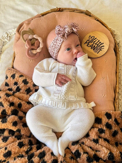 Leopard Print Smaller Bow Headband For Newborns to Age 3 - Image 3
