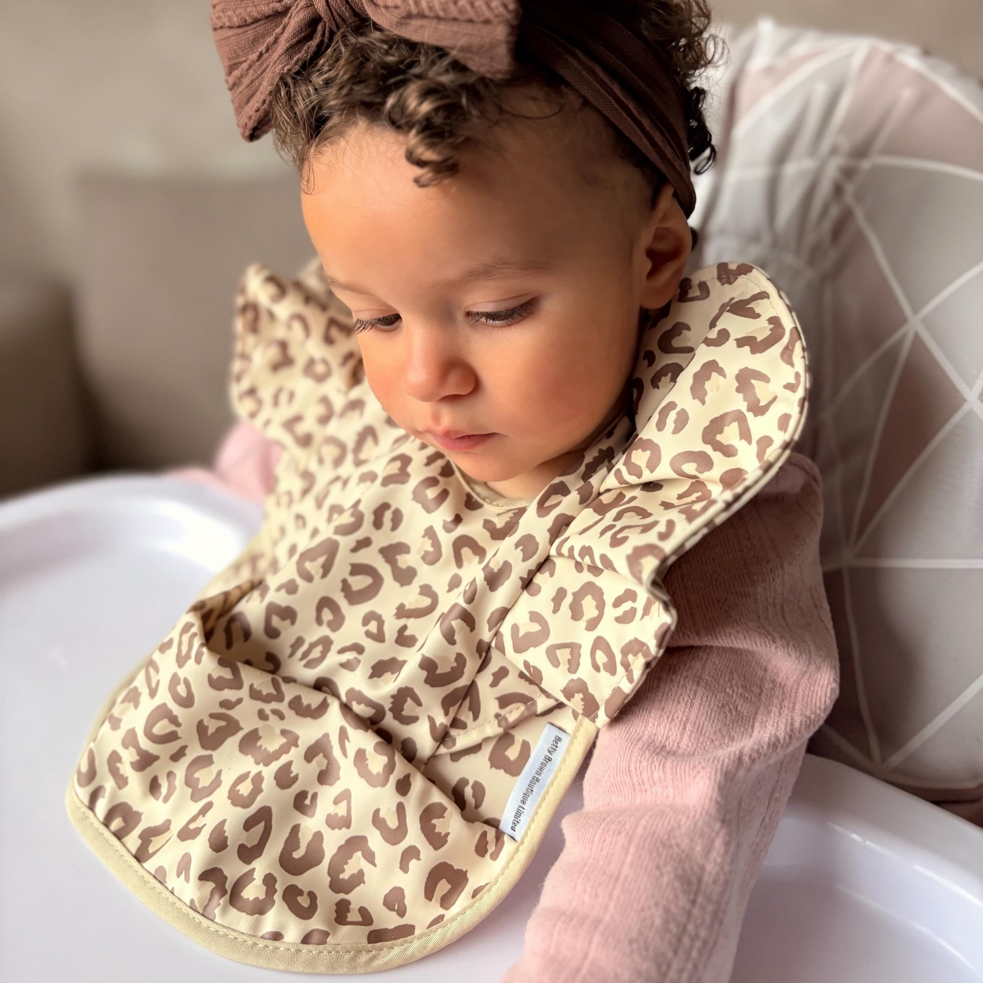 Leopard Print Waterproof Baby Bib For 6-18 Months old - Image 1