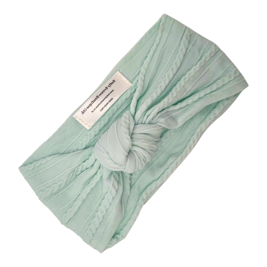 Light Aqua Green Knot Style Headband For Girls From Newborn - Image 1