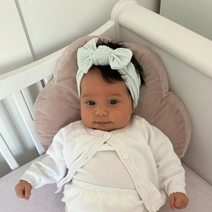 Light Aqua Smaller Bow Headband For Babies From Newborn - Image 1
