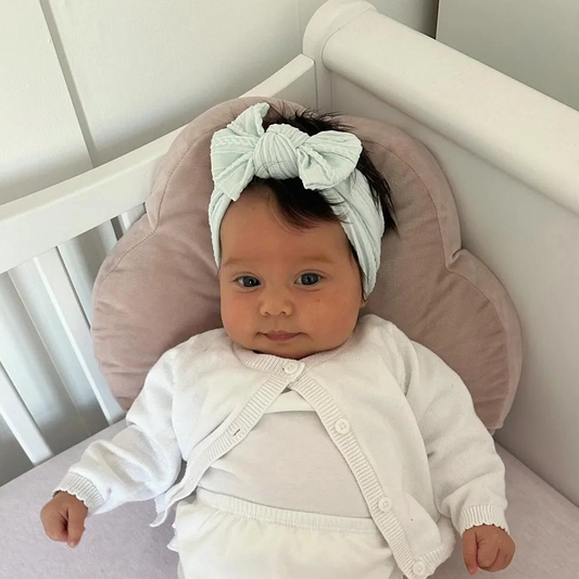 Light Aqua Smaller Bow Headband For Babies From Newborn - Image 1
