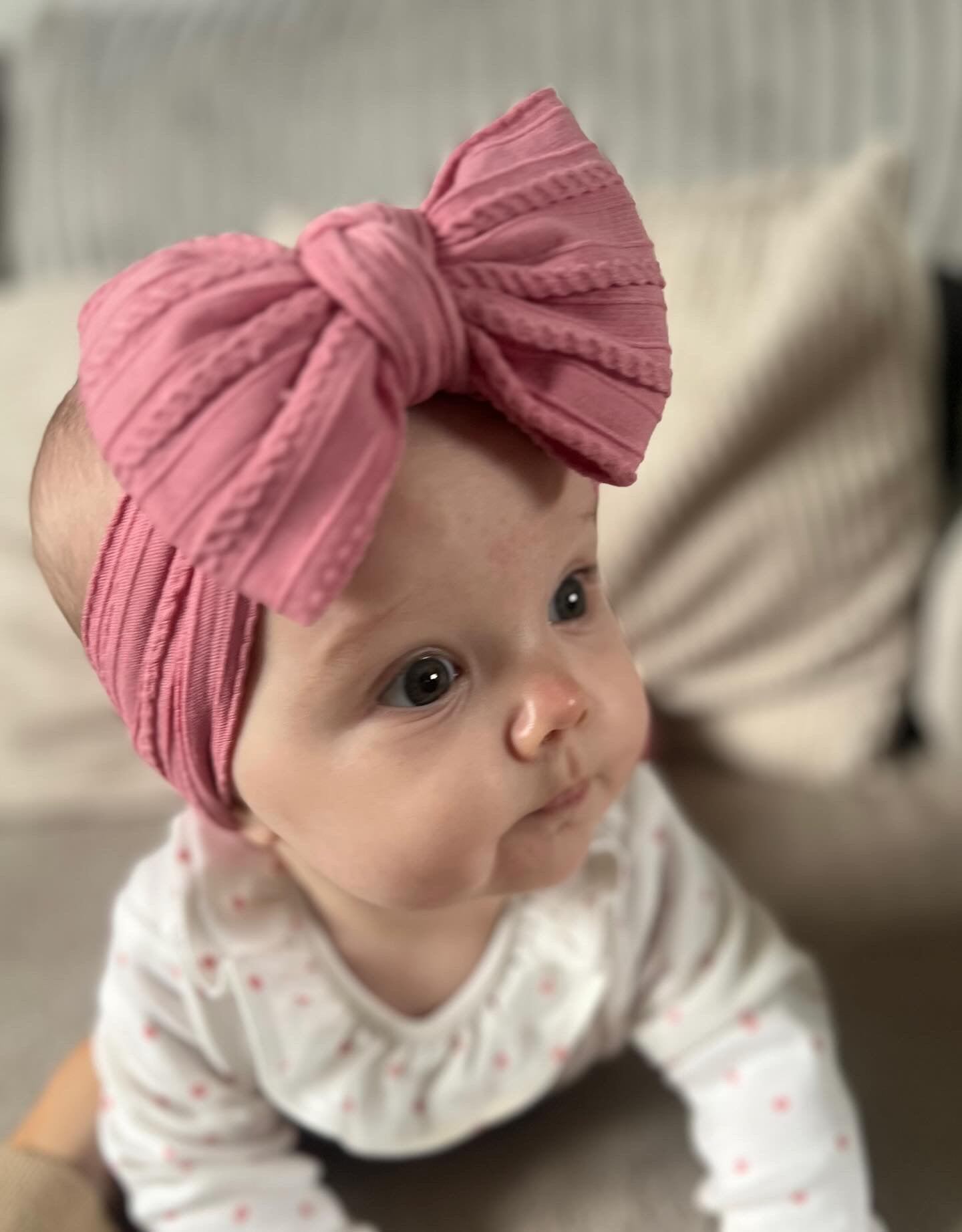 Light Berry Larger Bow Headband Suitable For Newborn Babies - Image 4