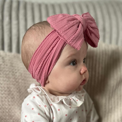 Light Berry Larger Bow Headband Suitable For Newborn Babies - Image 1