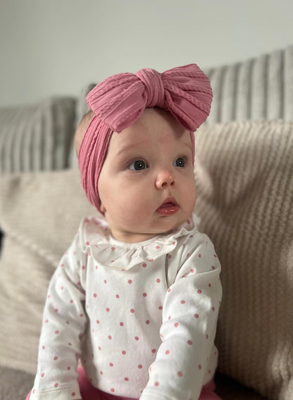 Light Berry Larger Bow Headband Suitable For Newborn Babies - Image 4