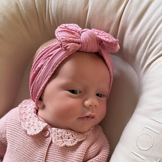 Light Berry Smaller Bow Headband Suitable For Baby Girls - Image 1