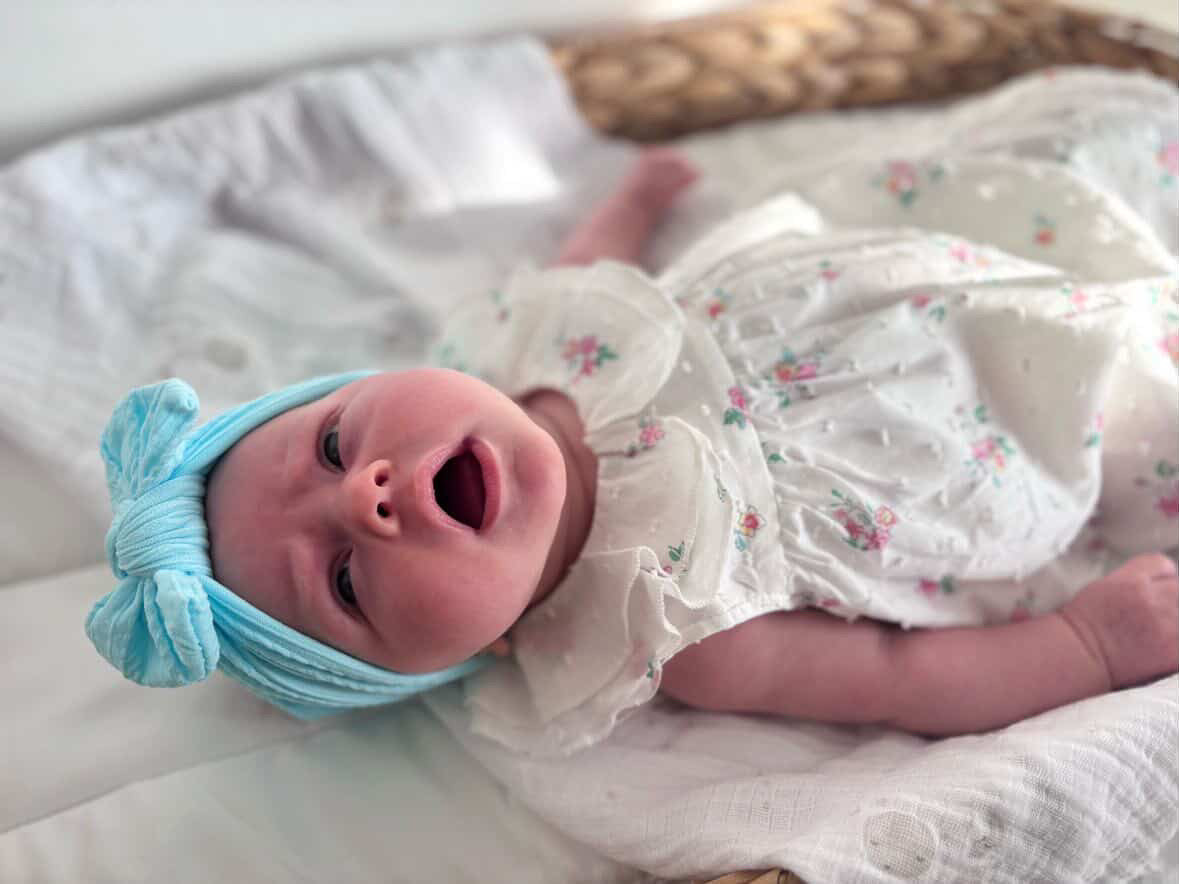 Light Blue Smaller Bow Headband For Newborns to 3 Years Old - Image 5