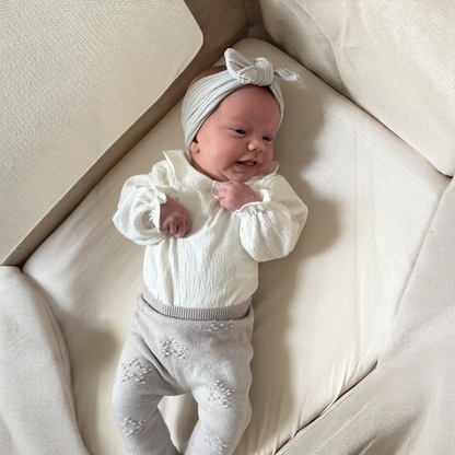 Light Grey Smaller Bow Headband For Girls From Newborn - Image 3