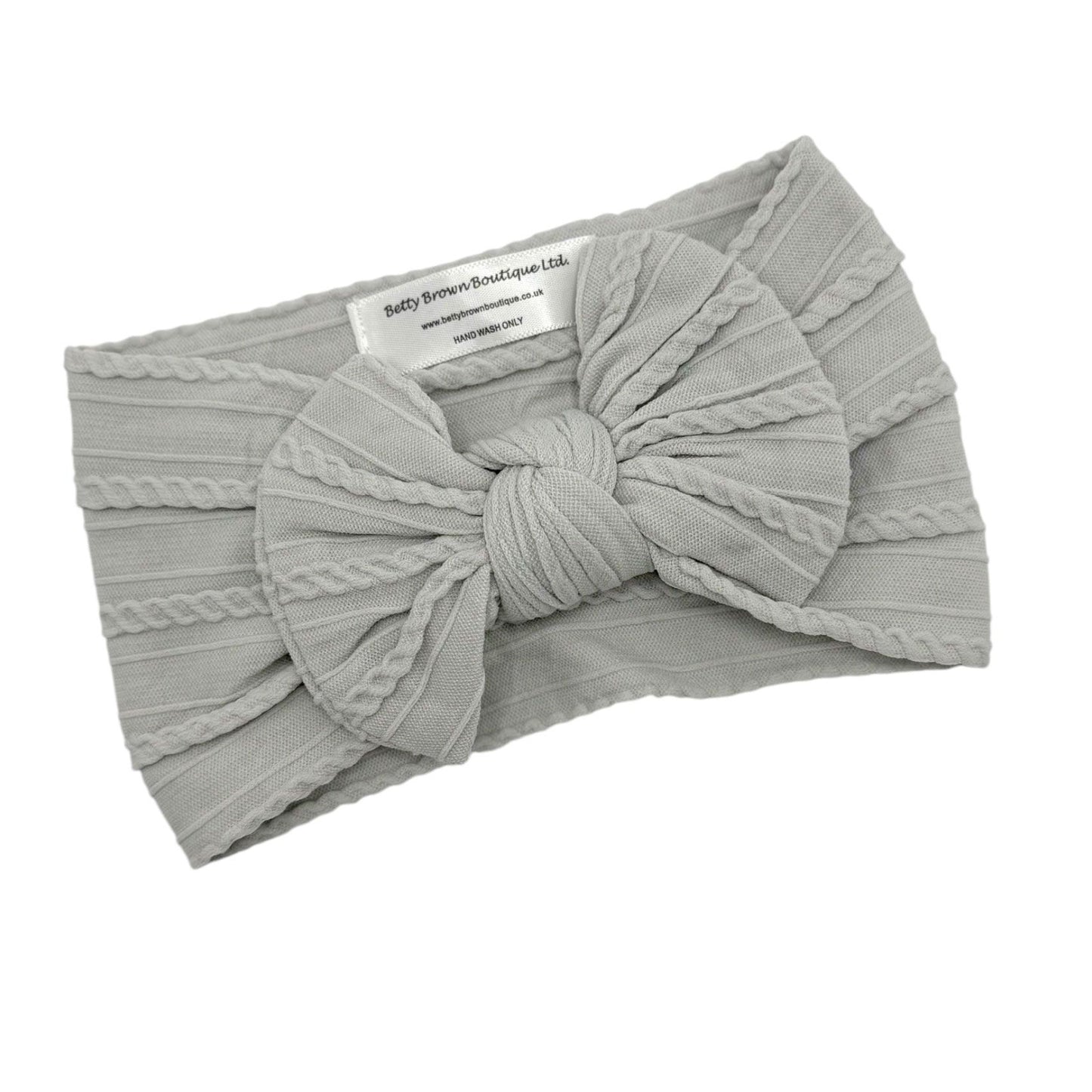 Light Grey Smaller Bow Headband For Girls From Newborn - Image 2