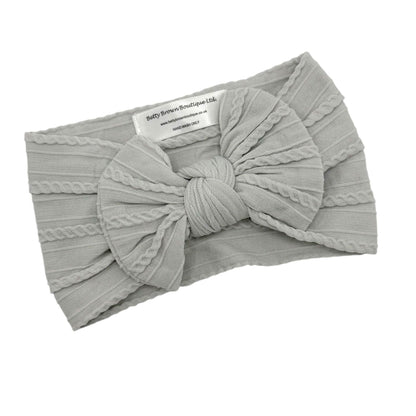 Light Grey Smaller Bow Headband For Girls From Newborn - Image 2