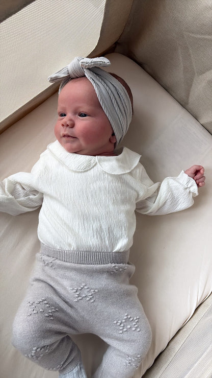 Light Grey Smaller Bow Headband For Girls From Newborn - Image 1