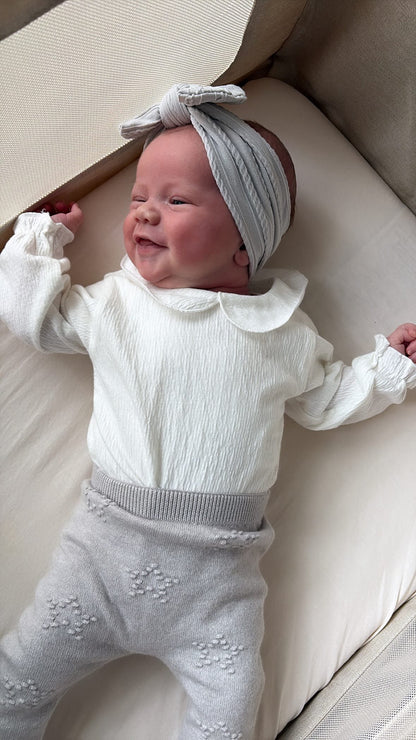 Light Grey Smaller Bow Headband For Girls From Newborn - Image 2