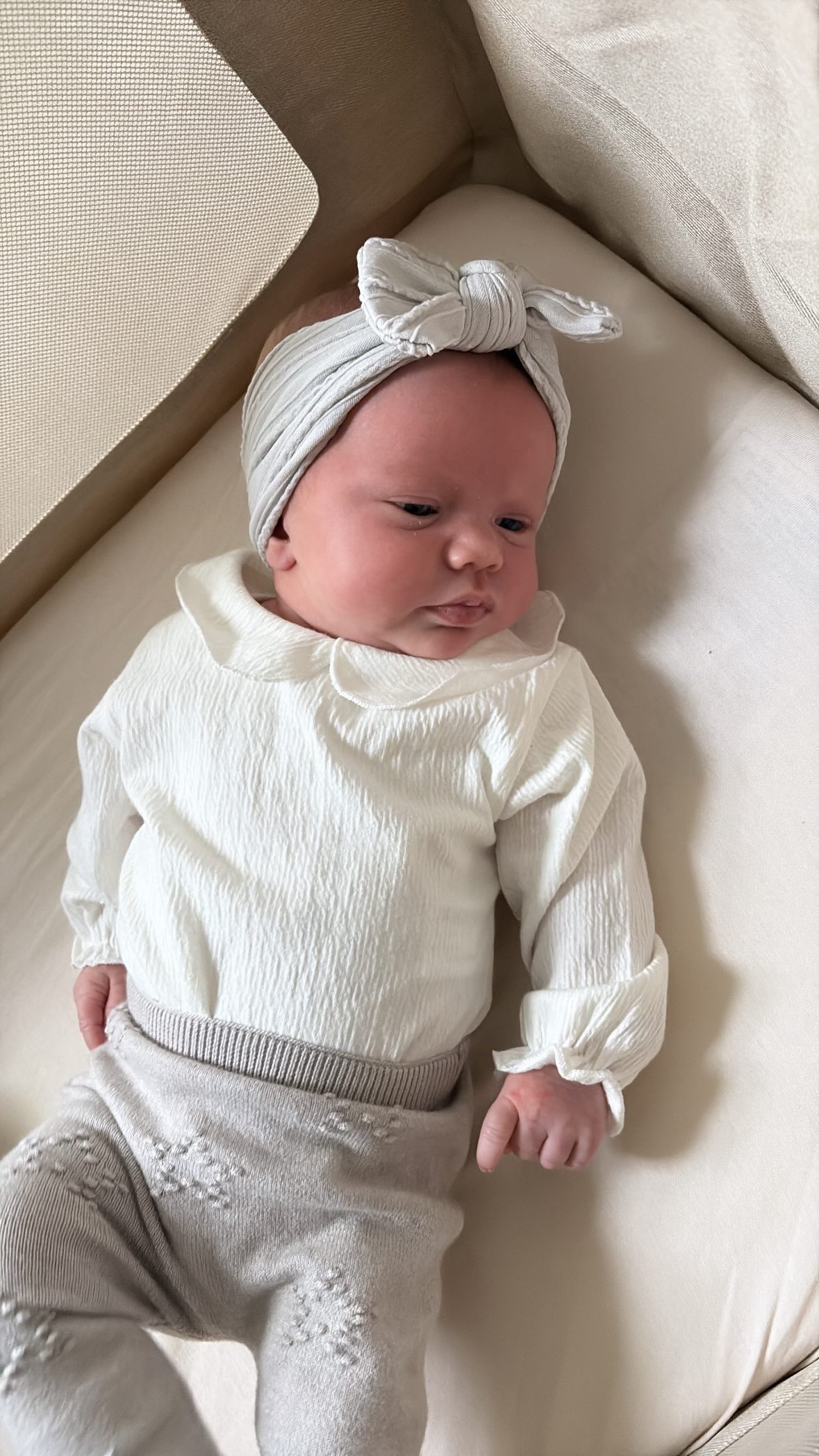 Light Grey Smaller Bow Headband For Girls From Newborn - Image 3