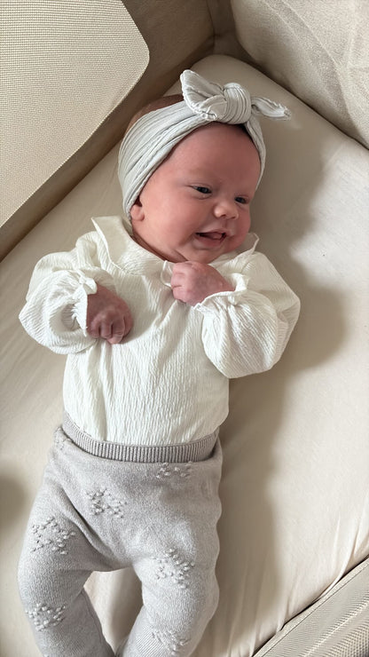 Light Grey Smaller Bow Headband For Girls From Newborn - Image 4