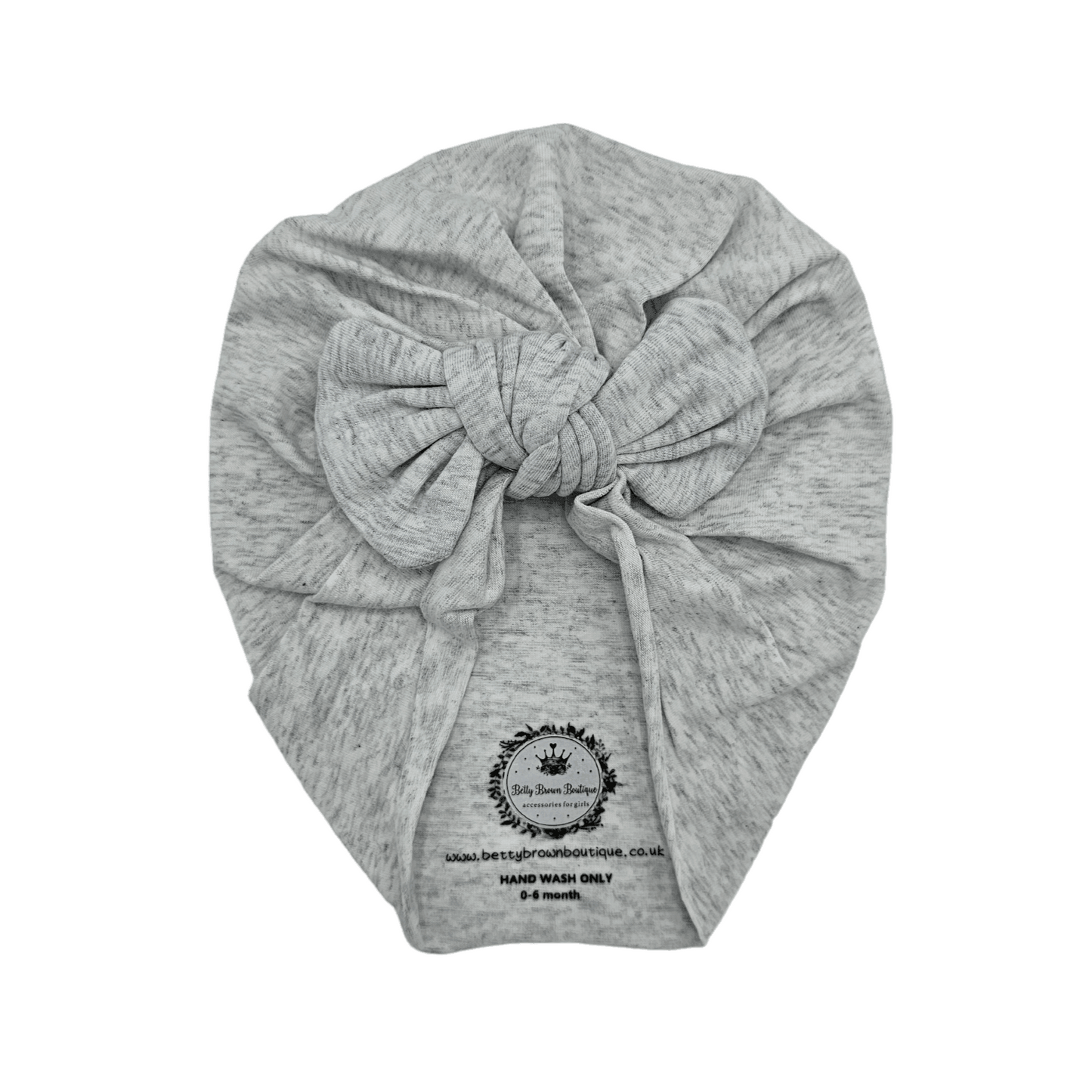 Light Grey Turban hat With Bow From Newborn to 6 Months - Image 1