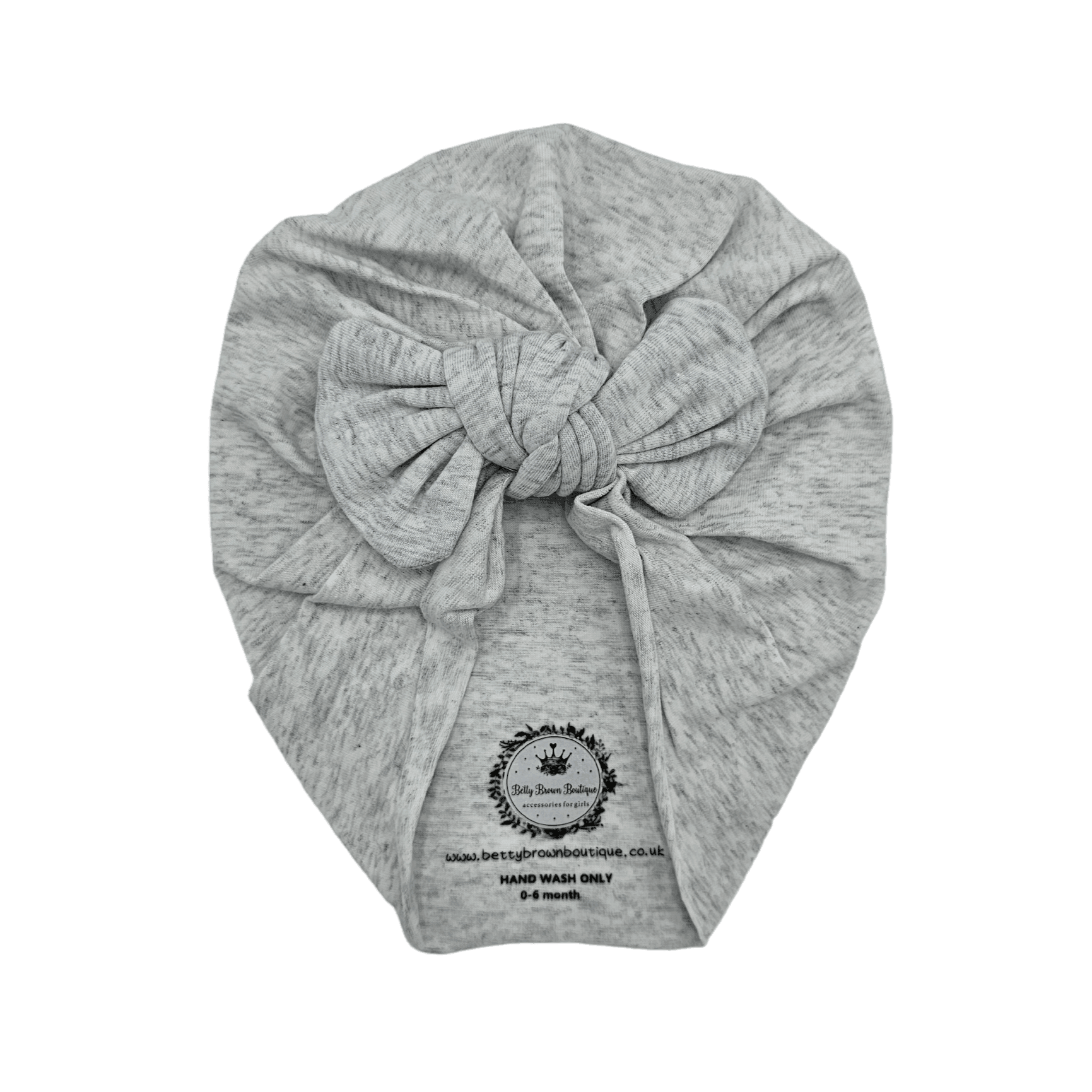 Light Grey Turban hat With Bow From Newborn to 6 Months - Image 1