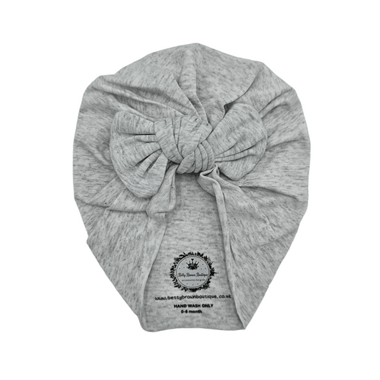 Light Grey Turban hat With Bow From Newborn to 6 Months - Image 1