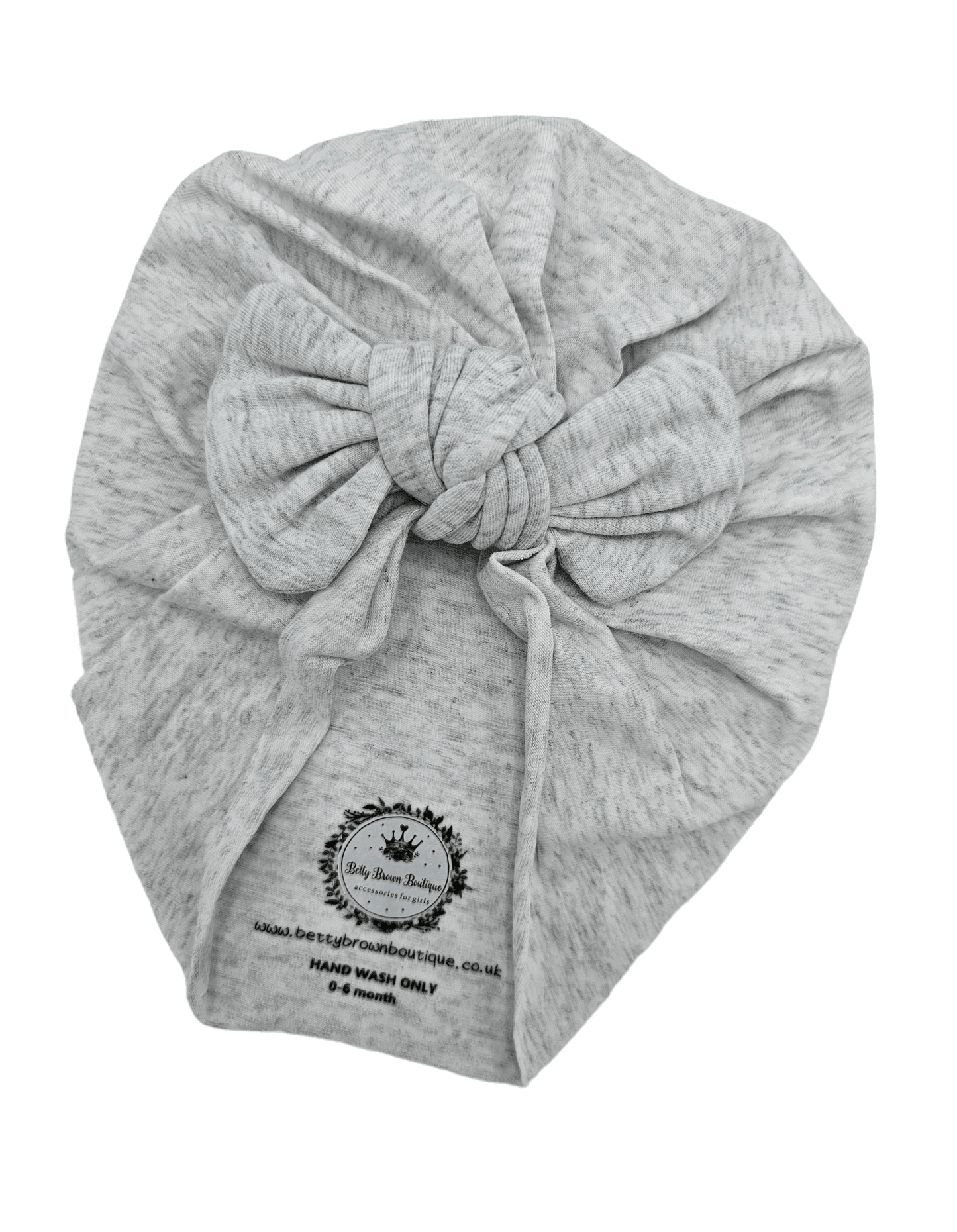 Light Grey Turban hat With Bow From Newborn to 6 Months - Image 2