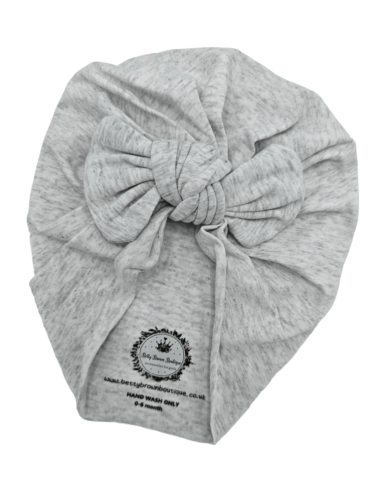 Light Grey Turban hat With Bow From Newborn to 6 Months - Image 2