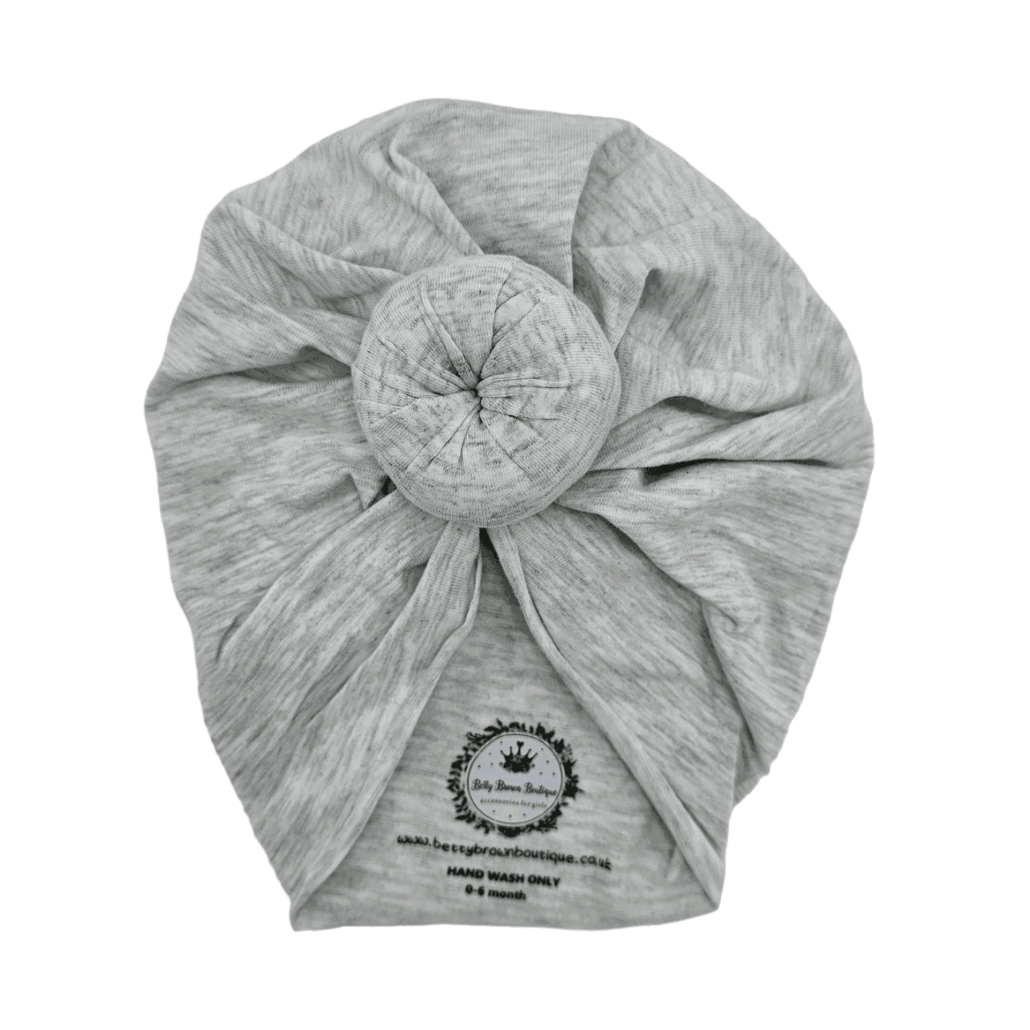 Light Grey Turban Hat with Donut For Newborns to 6 Months Old - Image 1