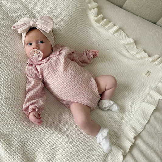 Mauve Larger Bow Headband Designed For Babies From Newborn - Image 1