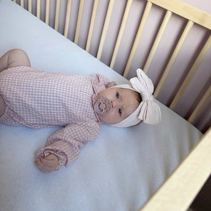 Mauve Larger Bow Headband Designed For Babies From Newborn - Image 3