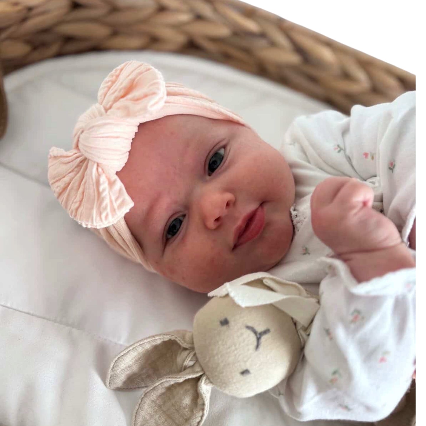 Light Peach Smaller Bow Headband For Girls From Newborn - Image 1