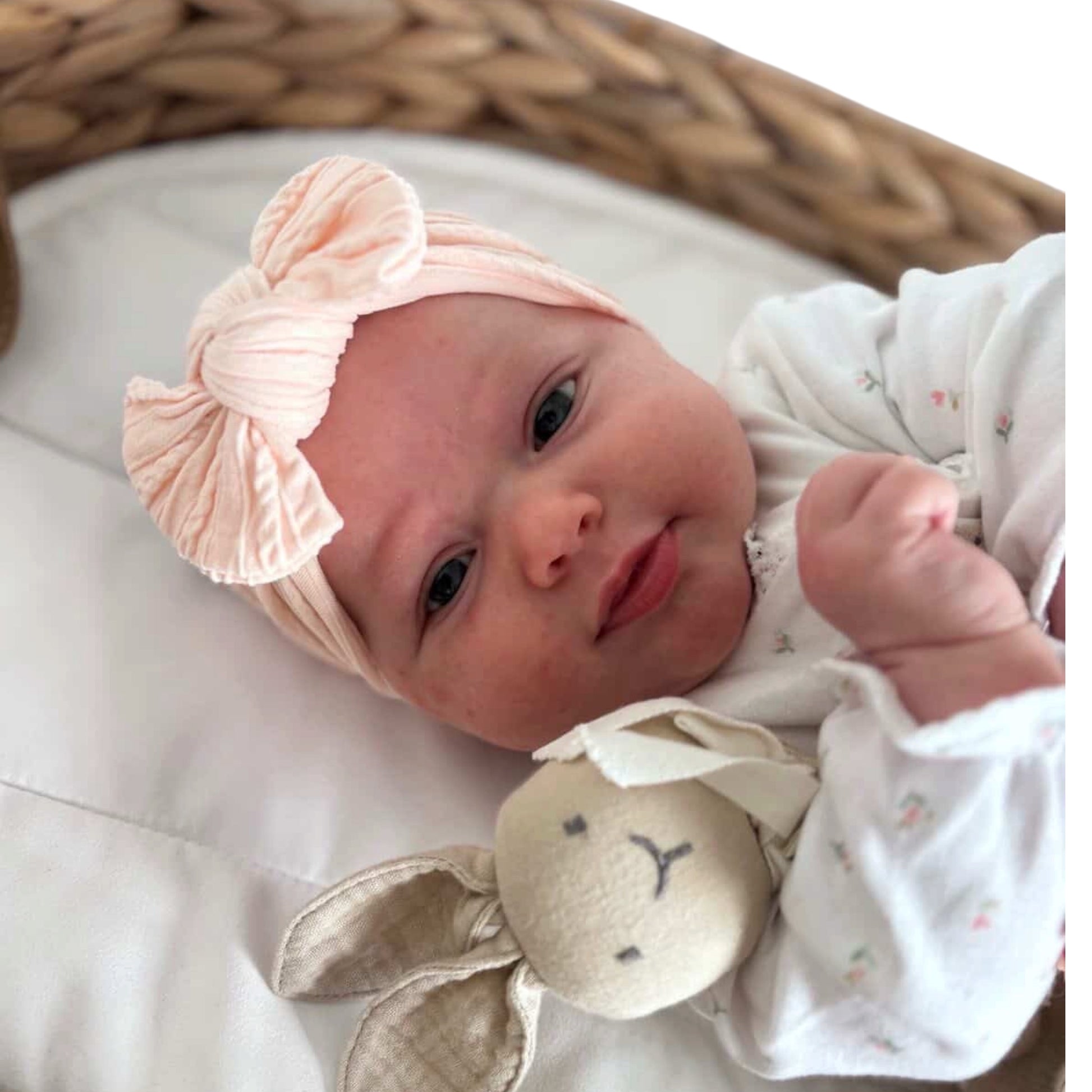 Light Peach Smaller Bow Headband For Girls From Newborn - Image 1
