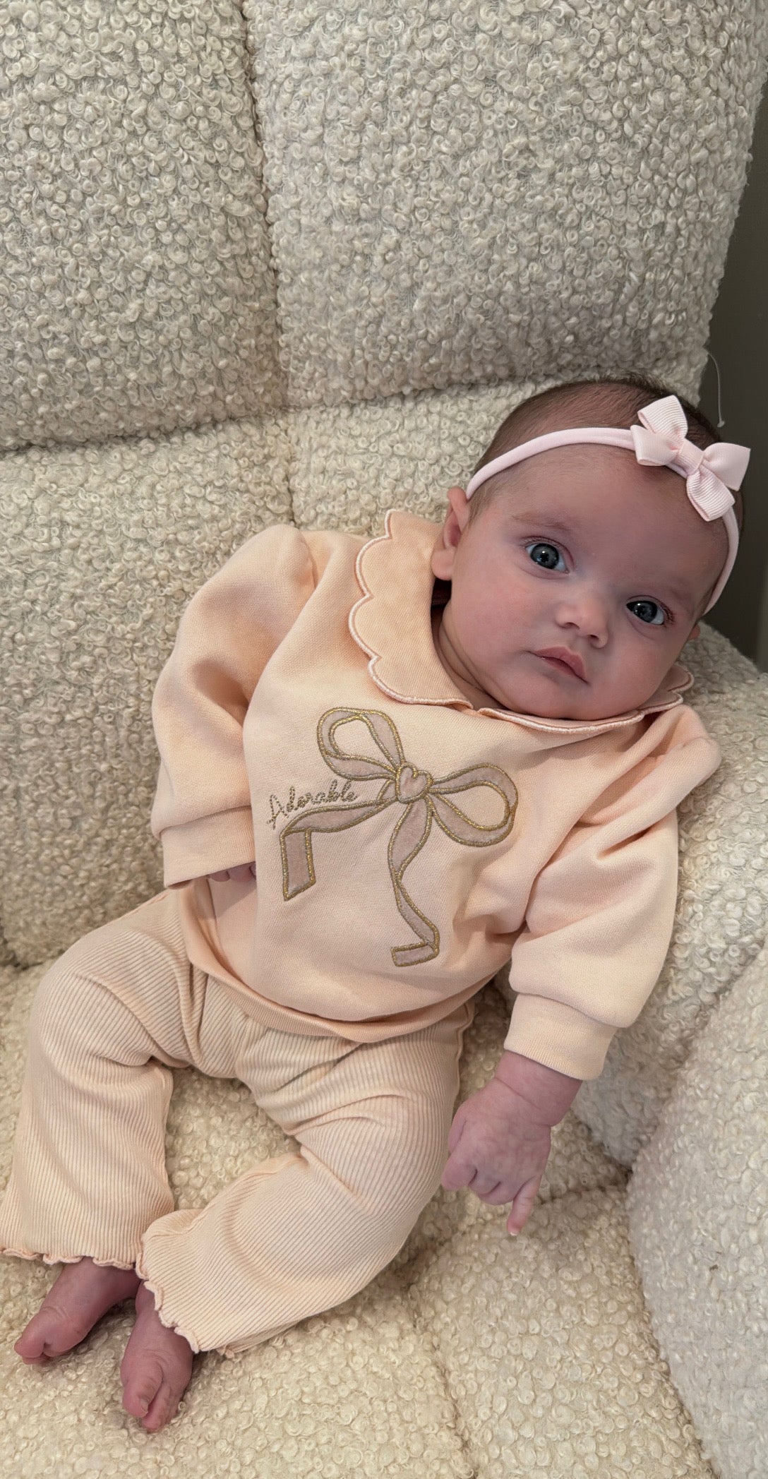 Light Pink 2 inch Double Bow Headband For Newborns to Age 3 - Image 3