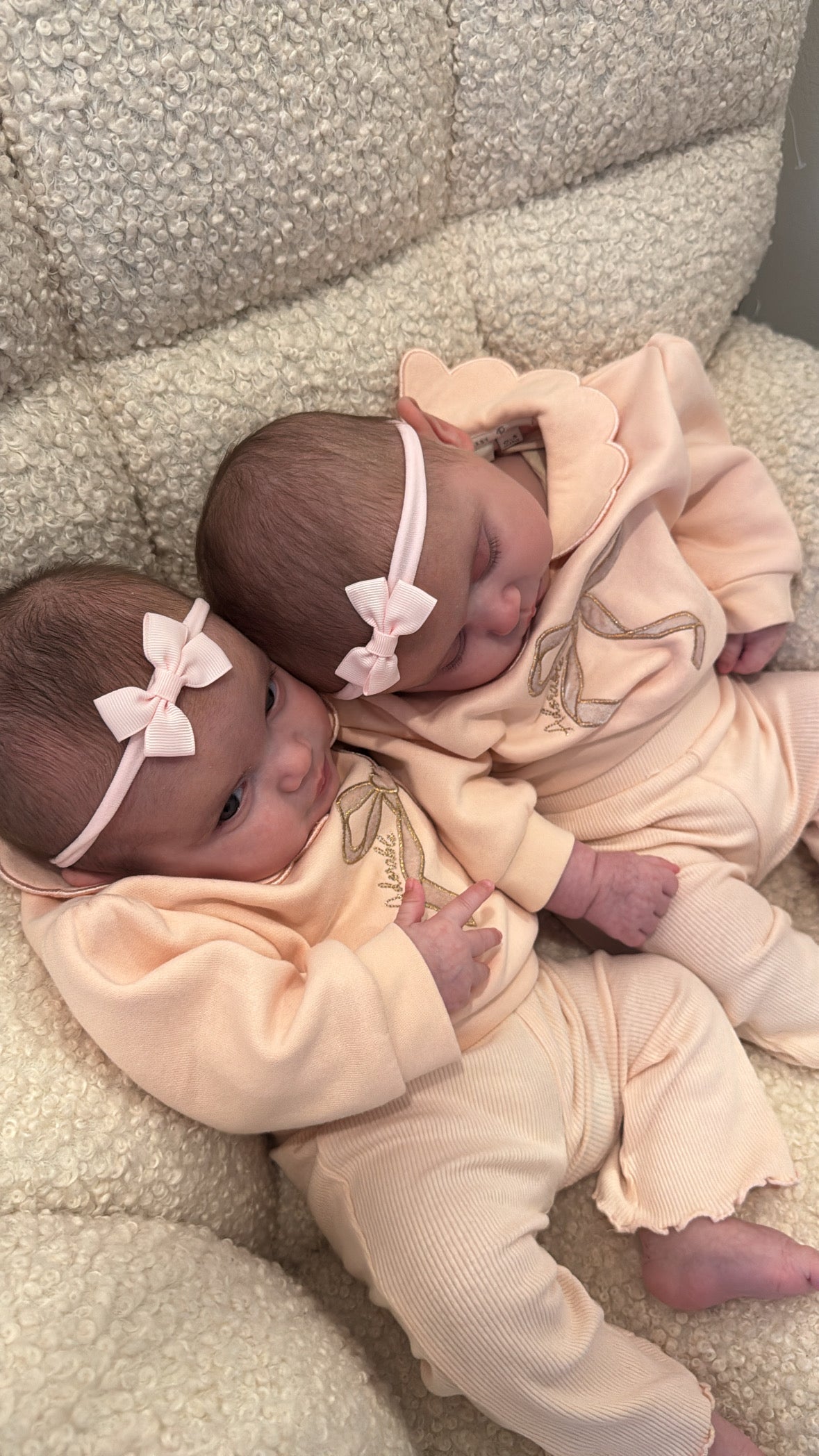 Light Pink 2 inch Double Bow Headband For Newborns to Age 3 - Image 4