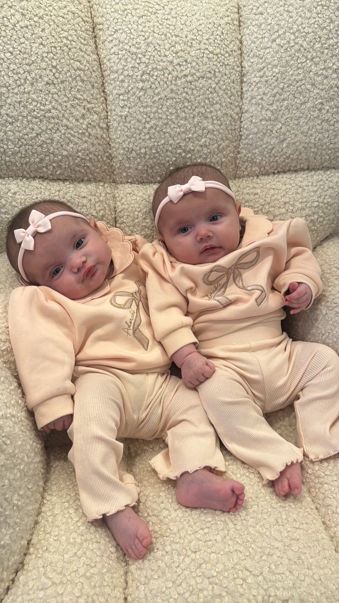 Light Pink 2 inch Double Bow Headband For Newborns to Age 3 - Image 5