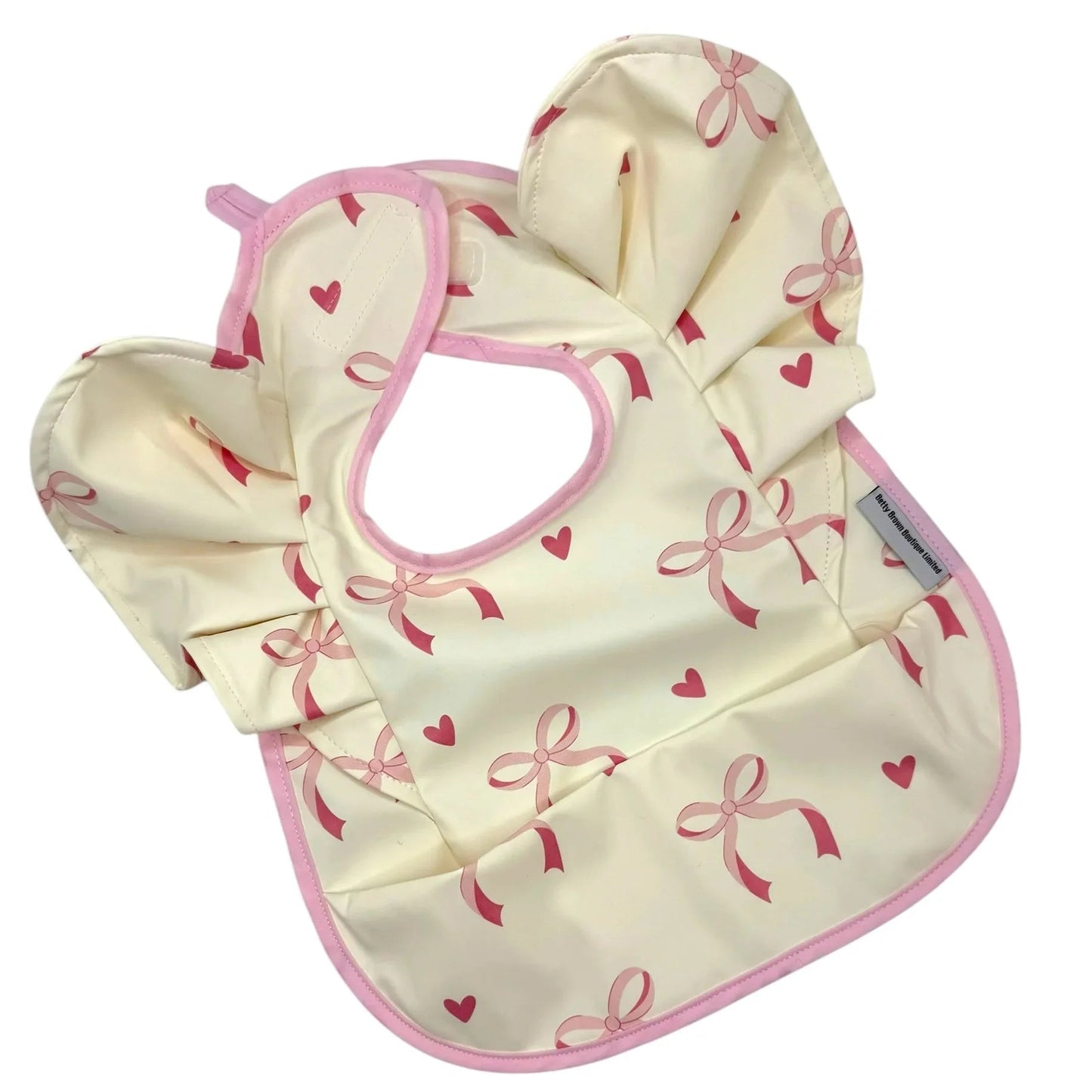 Light Pink Bow Frill Waterproof Bib For 6-18 Month Olds - Image 2