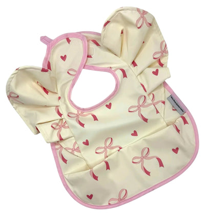 Light Pink Bow Frill Waterproof Bib For 6-18 Month Olds - Image 2