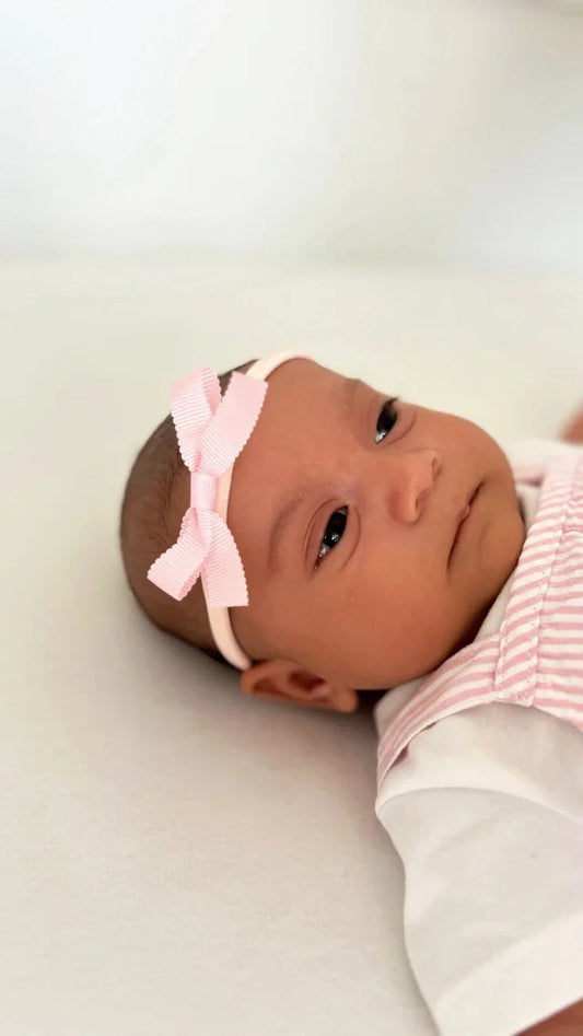 Light Pink 2.5 inch Bow Headband For Newborns to Toddlers - Image 1