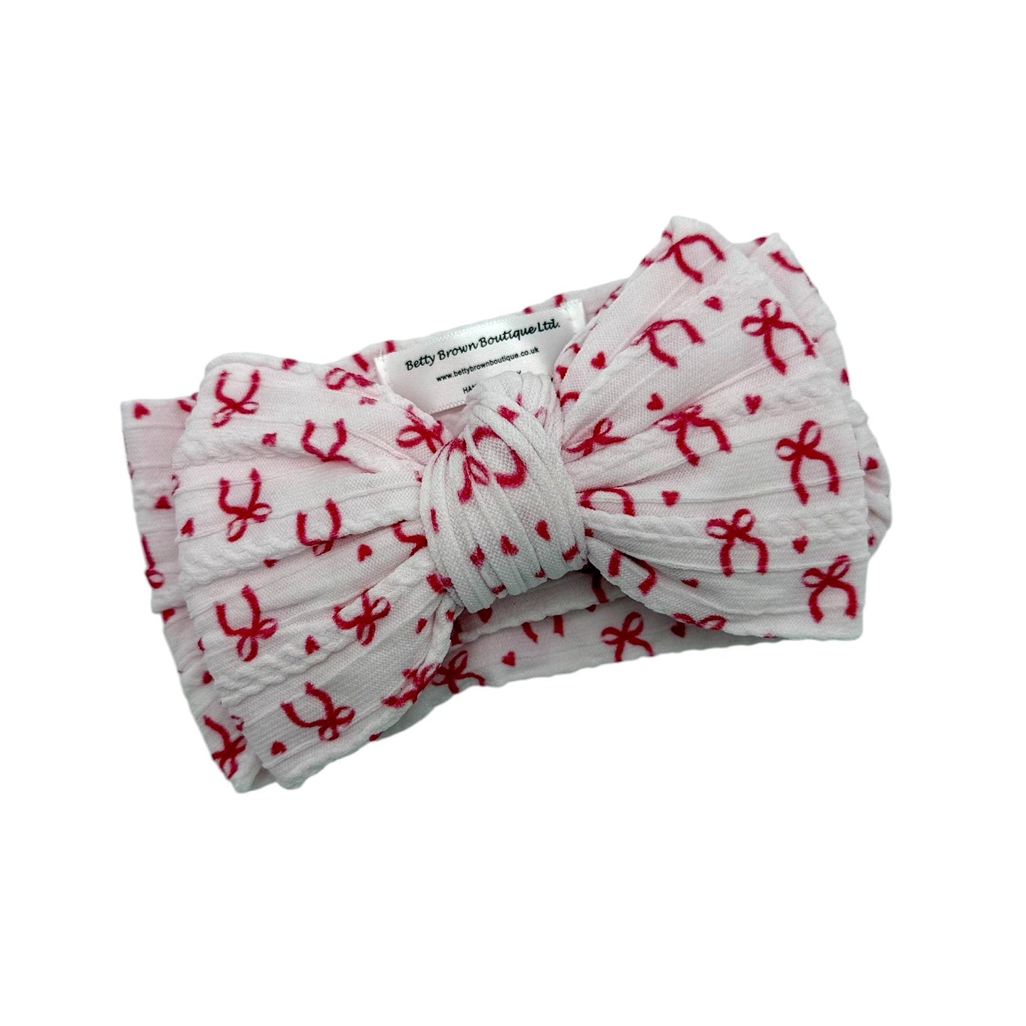 Christmas Light Pink & Red Bow Larger Bow Headband For Babies - Image 2