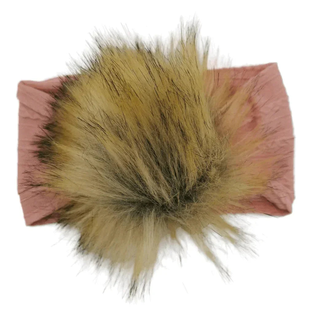 Lighter Dusty Pink Faux Fur Headband For Newborns to Toddlers - Image 1