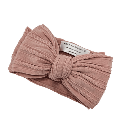 Lighter Dusty Pink Larger Bow Headband For Baby Girls - Image 2