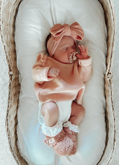Lighter Dusty Pink Larger Bow Headband For Baby Girls - Image 6