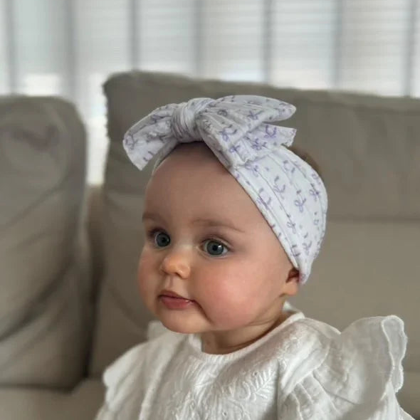 Lilac Bow Pattern Larger Bow Cable Knit Headband