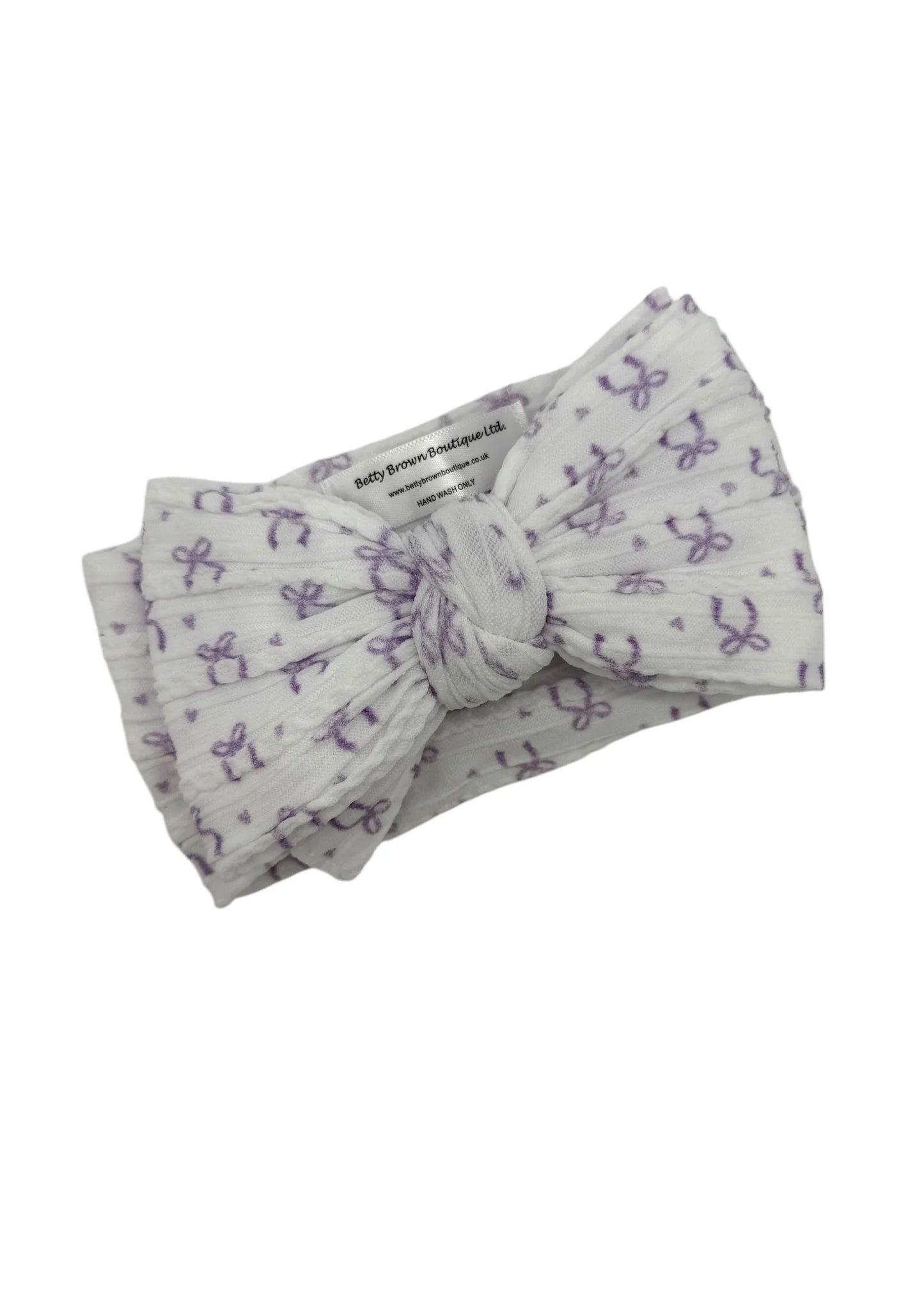 Lilac Bow Print Larger Bow Headband For Babies From Newborn - Image 3