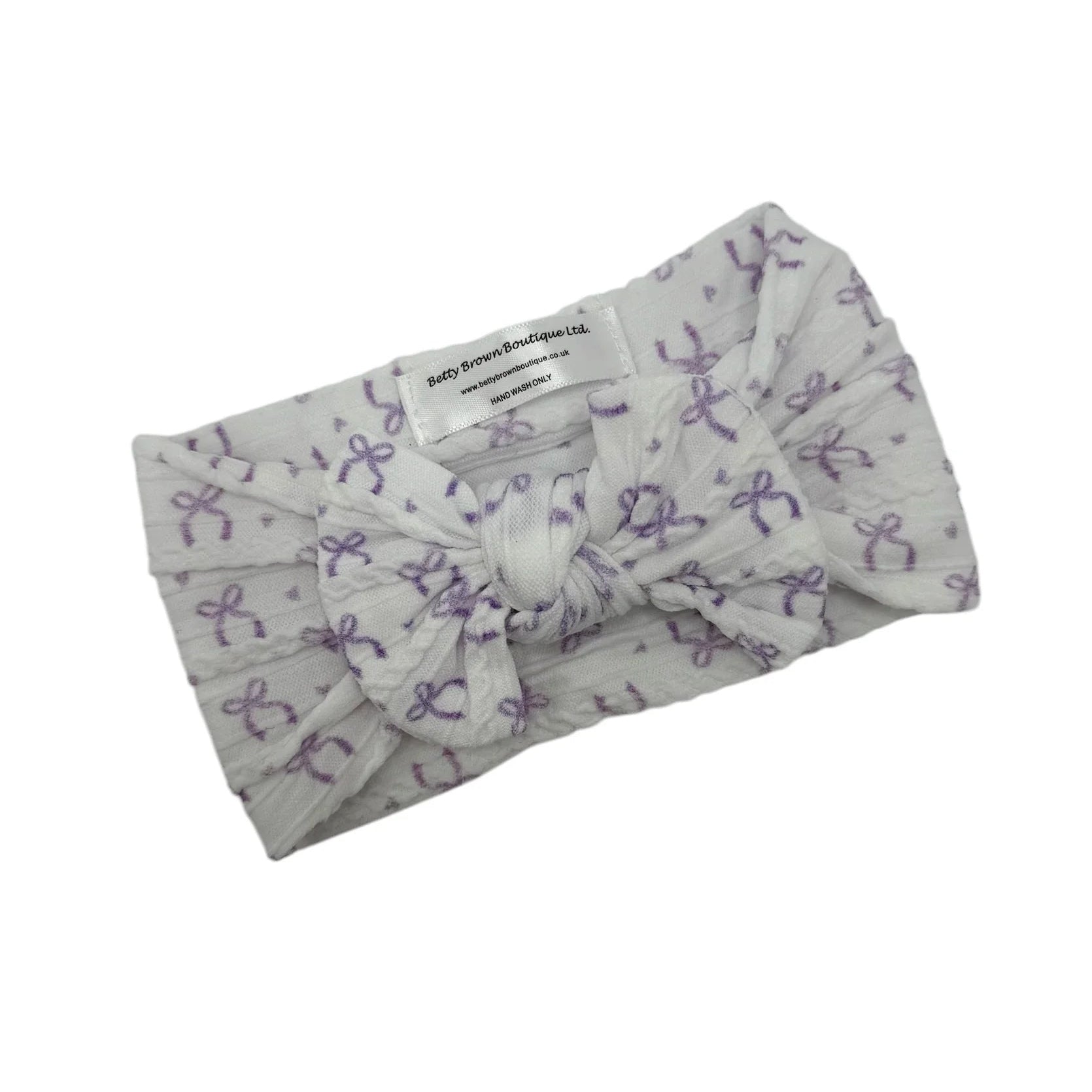 Lilac Bow Print Smaller Bow Headband From Newborn to Age 3 - Image 2