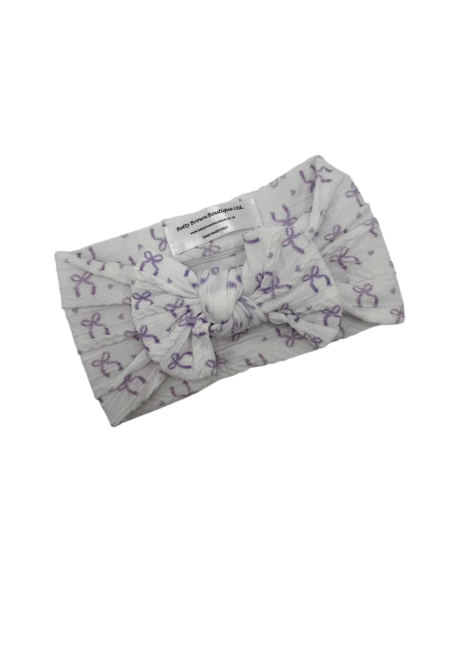 Lilac Bow Print Smaller Bow Headband From Newborn to Age 3 - Image 2