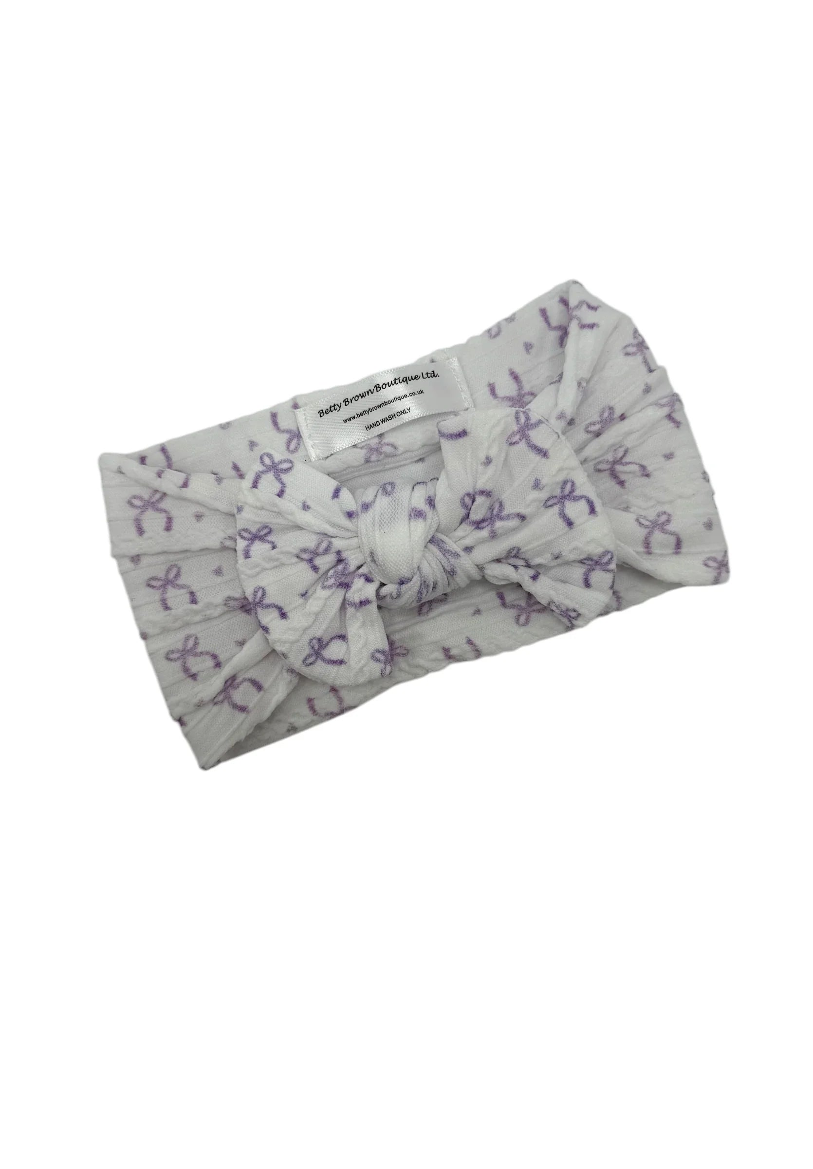 Lilac Bow Print Smaller Bow Headband From Newborn to Age 3 - Image 2